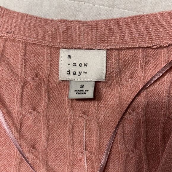 a new day XS-XL Pink Cable Knit Button Front Oversized Tunic Length Cardigan - Picture 12 of 14